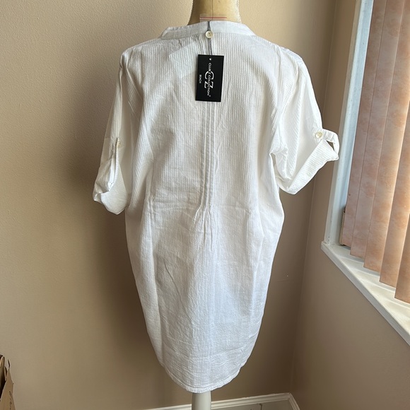 Club Z Collection Womens Tunic White Swim Cotton Cover up PinTucks - Picture 4 of 4